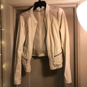 XL Jou Jou Cream “Lace x Leather” Jacket